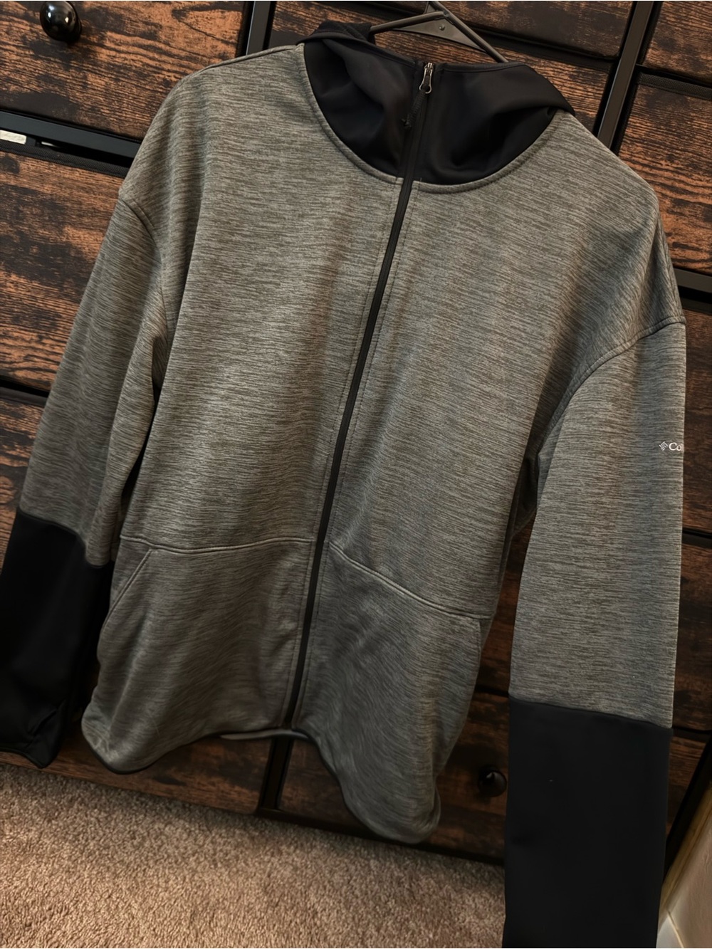 Women’s Columbia Green and Black Hiking Outdoor Sweatshirt Fleece Lined Size XL